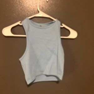 Light Blue+ light pink Sleeveless Ribbed Top- athletic